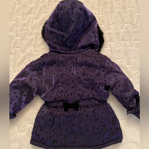 ❄️Rothschild Velvet Flocked Hooded Purple Coat - Picture 5 of 11
